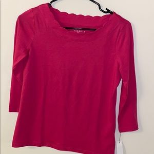 Talbots scallop mid sleeve shirt